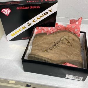 Women’s taupe ankle boots.